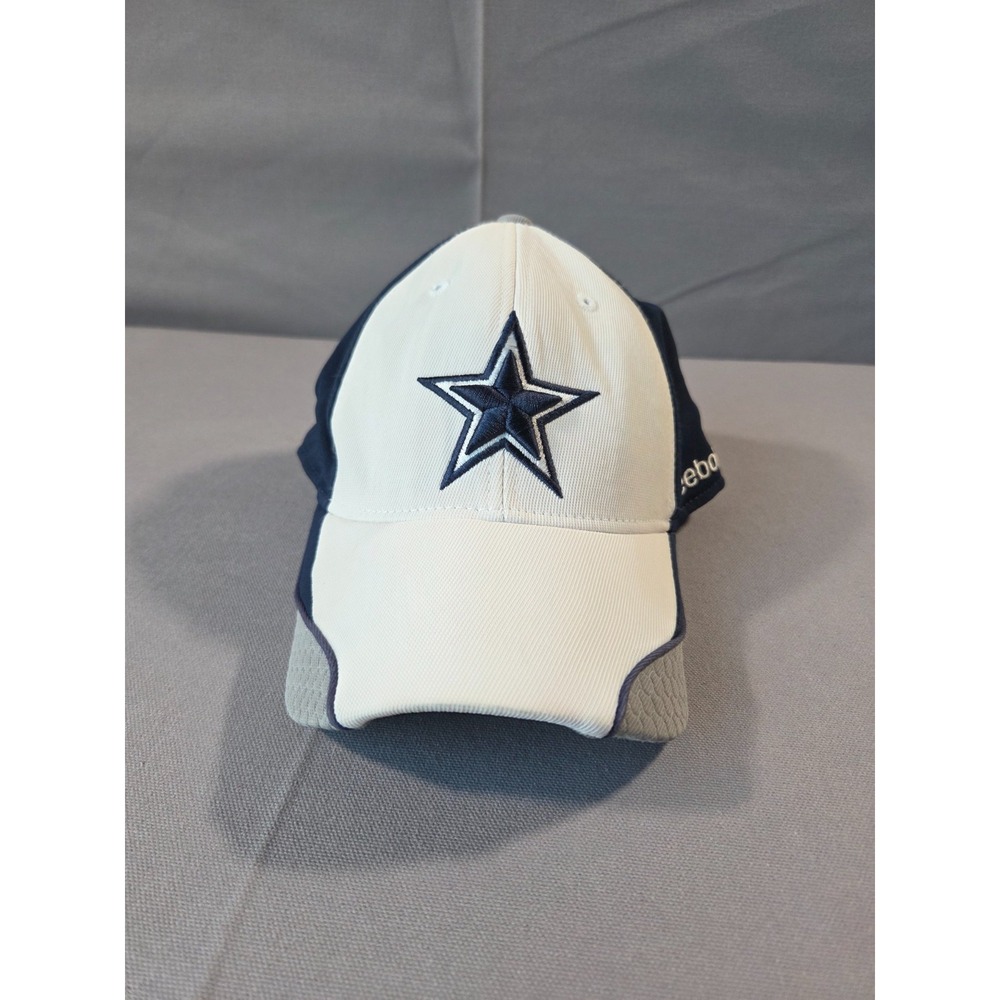 Reebok Dallas Cowboys Hat Mens Large Extra Large White Blue Embroidered Cap